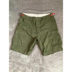 Topo Designs Cargo Shorts Army Green Button-Fly Heavyweight  Sz Large 8" Inseam